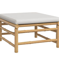 7-tlg. Garten-Lounge-Set mit Hellgrauen Kissen Bambus