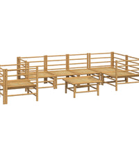 7-tlg. Garten-Lounge-Set mit Hellgrauen Kissen Bambus