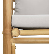 7-tlg. Garten-Lounge-Set mit Hellgrauen Kissen Bambus