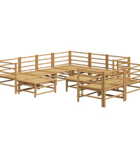 10-tlg. Garten-Lounge-Set mit Hellgrauen Kissen Bambus