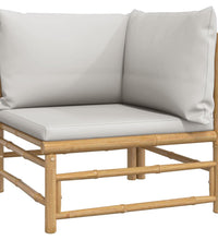10-tlg. Garten-Lounge-Set mit Hellgrauen Kissen Bambus