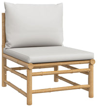 10-tlg. Garten-Lounge-Set mit Hellgrauen Kissen Bambus