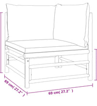 10-tlg. Garten-Lounge-Set mit Hellgrauen Kissen Bambus