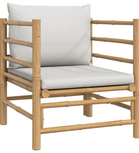 7-tlg. Garten-Lounge-Set mit Hellgrauen Kissen Bambus