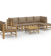 7-tlg. Garten-Lounge-Set mit Taupe Kissen Bambus