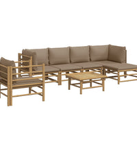 7-tlg. Garten-Lounge-Set mit Taupe Kissen Bambus