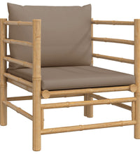 7-tlg. Garten-Lounge-Set mit Taupe Kissen Bambus