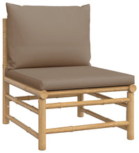 7-tlg. Garten-Lounge-Set mit Taupe Kissen Bambus