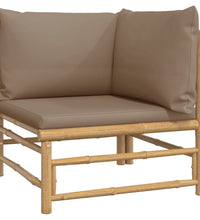 11-tlg. Garten-Lounge-Set mit Kissen Taupe Bambus