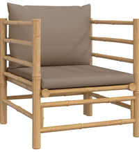 7-tlg. Garten-Lounge-Set mit Taupe Kissen Bambus