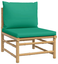 7-tlg. Garten-Lounge-Set mit Grünen Kissen Bambus