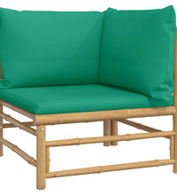 10-tlg. Garten-Lounge-Set mit Grünen Kissen Bambus