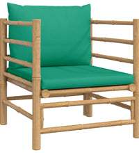 7-tlg. Garten-Lounge-Set mit Grünen Kissen Bambus