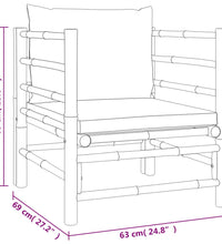 7-tlg. Garten-Lounge-Set mit Grünen Kissen Bambus