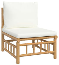 7-tlg. Garten-Lounge-Set mit Cremeweißen Kissen Bambus