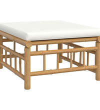 10-tlg. Garten-Lounge-Set mit Cremeweißen Kissen Bambus