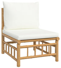 7-tlg. Garten-Lounge-Set mit Cremeweißen Kissen Bambus