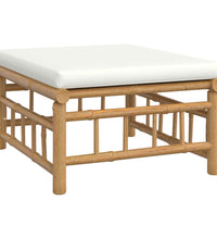 7-tlg. Garten-Lounge-Set mit Cremeweißen Kissen Bambus