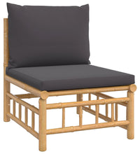 7-tlg. Garten-Lounge-Set mit Dunkelgrauen Kissen Bambus