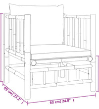 7-tlg. Garten-Lounge-Set mit Dunkelgrauen Kissen Bambus