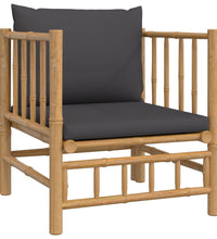 7-tlg. Garten-Lounge-Set mit Dunkelgrauen Kissen Bambus