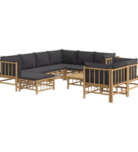 10-tlg. Garten-Lounge-Set mit Dunkelgrauen Kissen Bambus