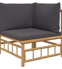 11-tlg. Garten-Lounge-Set mit Dunkelgrauen Kissen Bambus