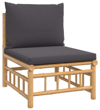 7-tlg. Garten-Lounge-Set mit Dunkelgrauen Kissen Bambus