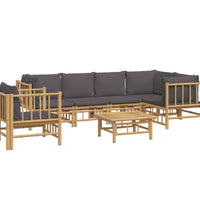 7-tlg. Garten-Lounge-Set mit Dunkelgrauen Kissen Bambus