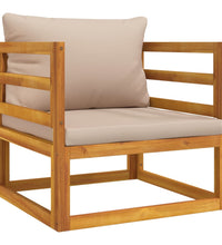 7-tlg. Garten-Lounge-Set mit Taupe Kissen Massivholz