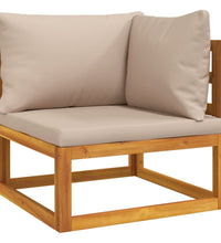10-tlg. Garten-Lounge-Set mit Taupe Kissen Massivholz