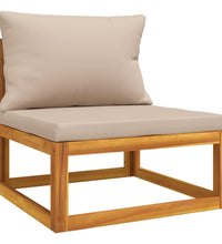 10-tlg. Garten-Lounge-Set mit Taupe Kissen Massivholz
