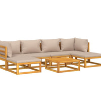7-tlg. Garten-Lounge-Set mit Taupe Kissen Massivholz