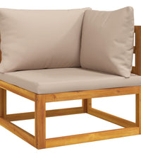 7-tlg. Garten-Lounge-Set mit Taupe Kissen Massivholz