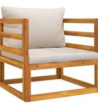 7-tlg. Garten-Lounge-Set mit Hellgrauen Kissen Massivholz