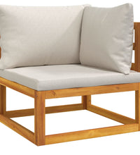10-tlg. Garten-Lounge-Set mit Hellgrauen Kissen Massivholz