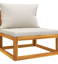 10-tlg. Garten-Lounge-Set mit Hellgrauen Kissen Massivholz