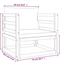 7-tlg. Garten-Lounge-Set mit Grünen Kissen Massivholz