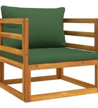 7-tlg. Garten-Lounge-Set mit Grünen Kissen Massivholz