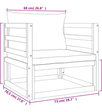 7-tlg. Garten-Lounge-Set mit Grünen Kissen Massivholz