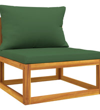 10-tlg. Garten-Lounge-Set mit Grünen Kissen Massivholz
