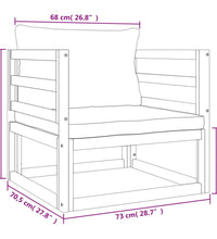 7-tlg. Garten-Lounge-Set mit Grünen Kissen Massivholz