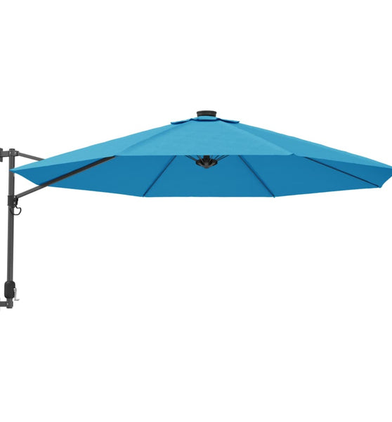 Wand-Sonnenschirm mit LEDs Meerblau 290 cm
