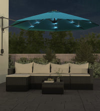 Wand-Sonnenschirm mit LEDs Meerblau 290 cm