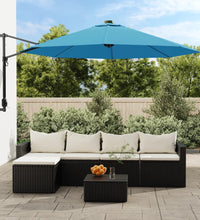 Wand-Sonnenschirm mit LEDs Meerblau 290 cm