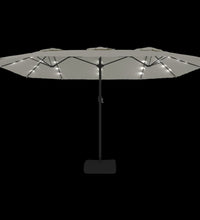 Doppelsonnenschirm mit LEDs Sandweiß 449x245 cm