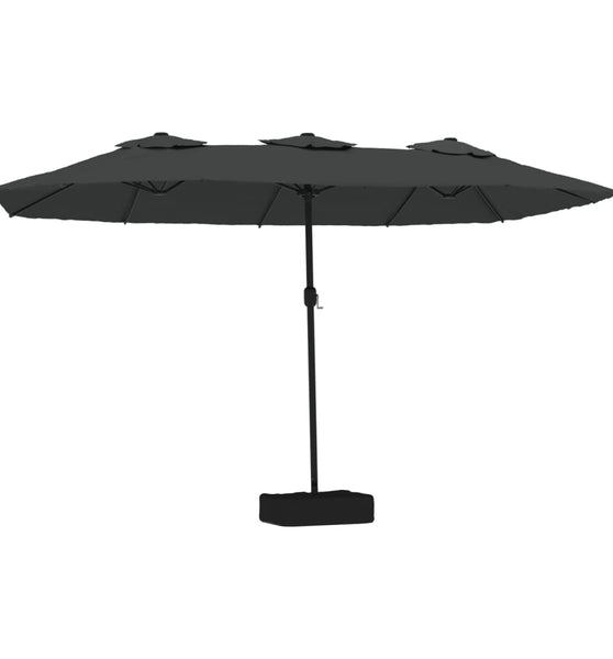 Doppel-Sonnenschirm mit LED-Leuchten Anthrazit 449x245 cm