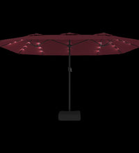 Doppelsonnenschirm mit LEDs Bordeauxrot 449x245 cm