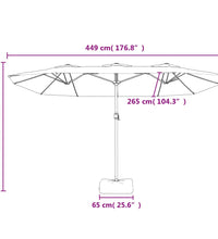 Doppelsonnenschirm mit LEDs Bordeauxrot 449x245 cm