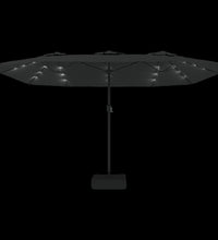 Doppelsonnenschirm mit LEDs Schwarz 449x245 cm